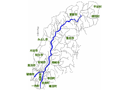 矢作川流域の図