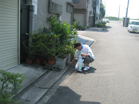 住民との協働による薬剤散布作業